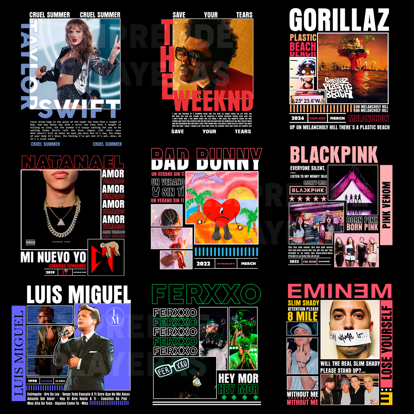 ARTISTAS PACK DISEÑOS PARA DTF PNG SIN FONDO