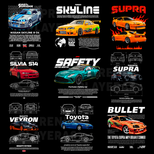 AUTOS PACK DISEÑOS PARA DTF PNG SIN FONDO