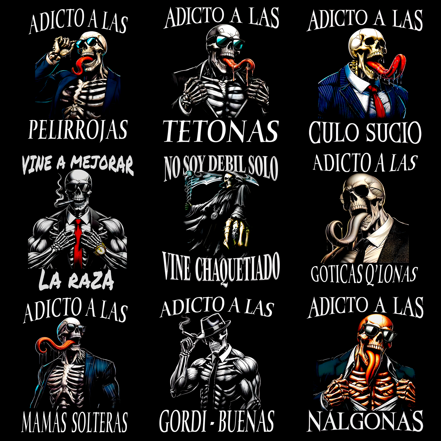 CALACAS CHIDAS PACK DISEÑOS PARA DTF PNG SIN FONDO