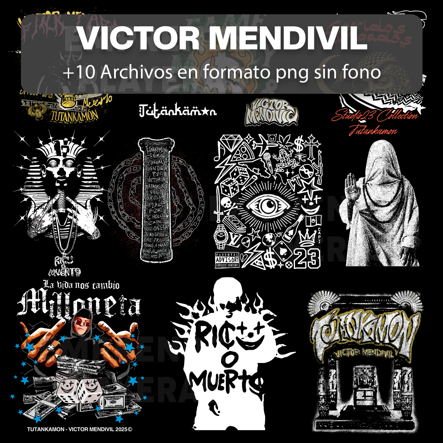 VICTOR MENDIVIL PACK DISEÑOS PARA DTF PNG SIN FONDO