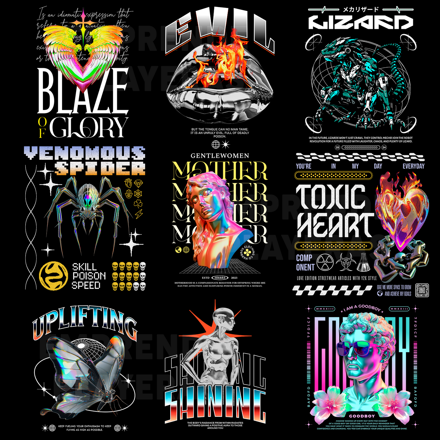 STREET WEAR PACK DISEÑOS PARA DTF PNG SIN FONDO