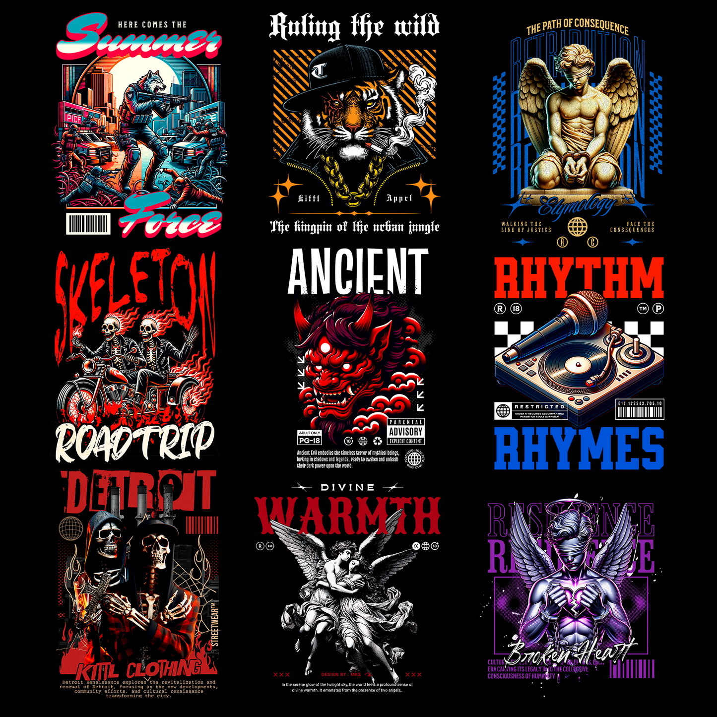 STREET WEAR PACK DISEÑOS PARA DTF PNG SIN FONDO