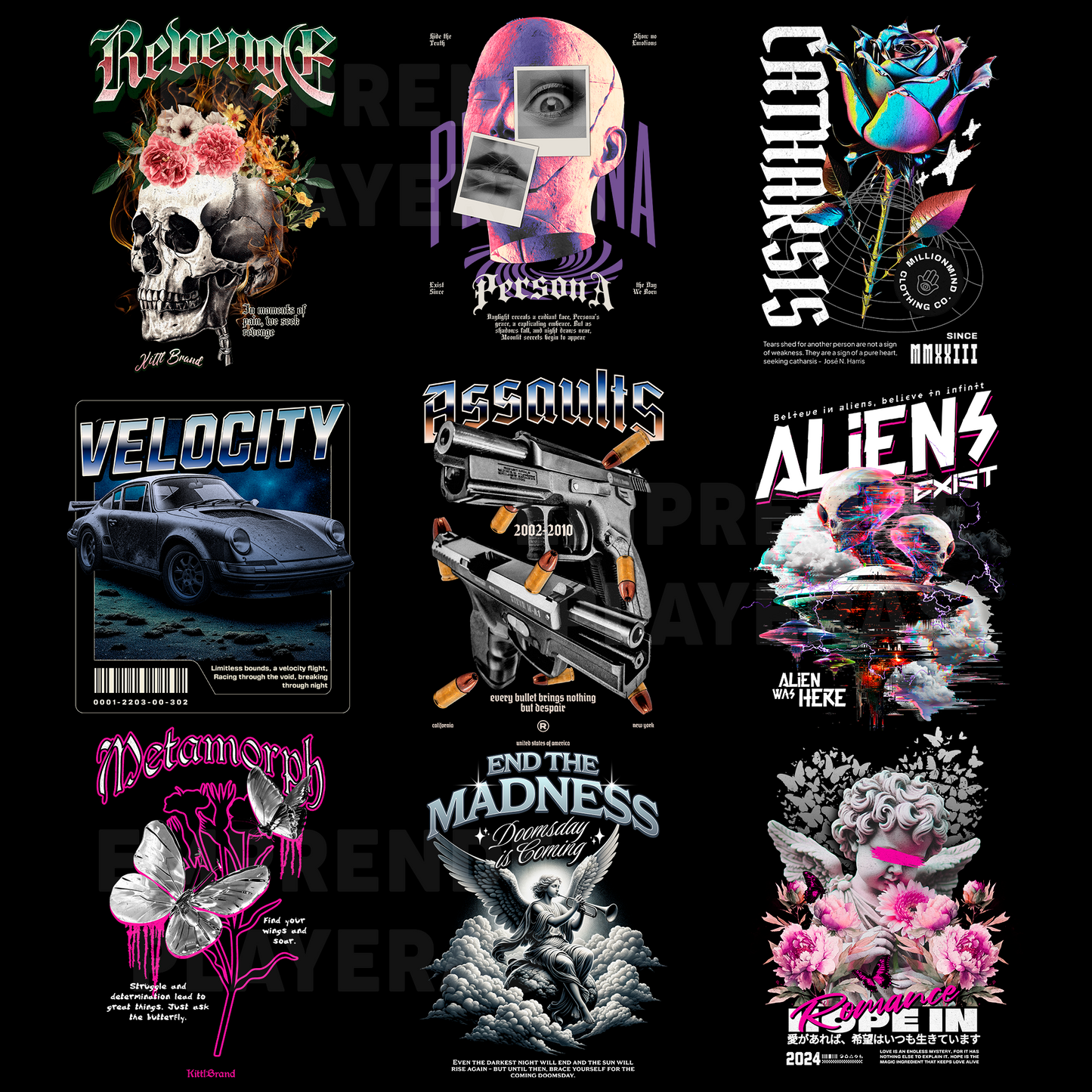 STREET WEAR PACK DISEÑOS PARA DTF PNG SIN FONDO