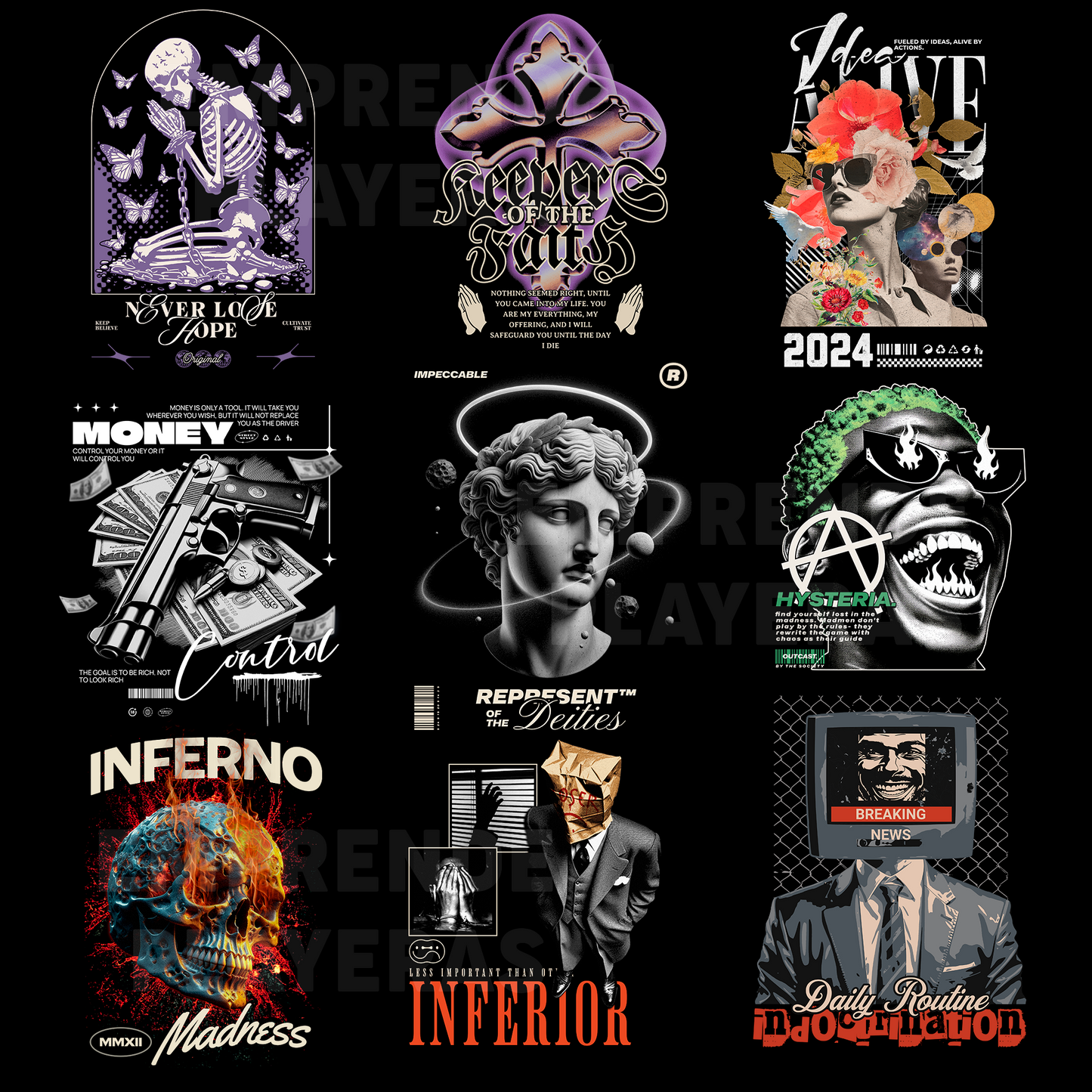STREET WEAR PACK DISEÑOS PARA DTF PNG SIN FONDO