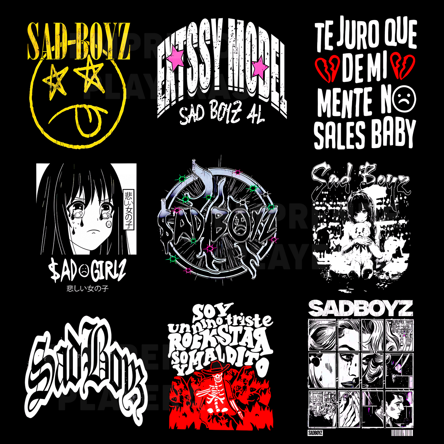 SAD BOYZ PACK DISEÑOS PARA DTF PNG SIN FONDO