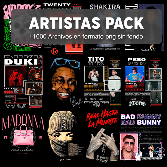 ARTISTAS PACK DISEÑOS PARA DTF PNG SIN FONDO