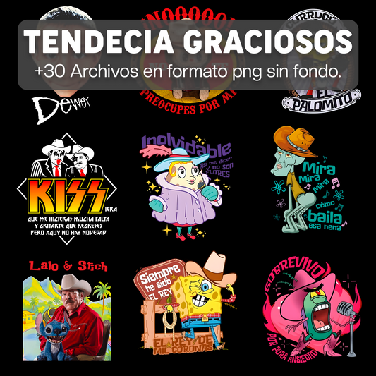 GRACIOSOS TENDENCIAS PACK DISEÑOS PARA DTF PNG SIN FONDO