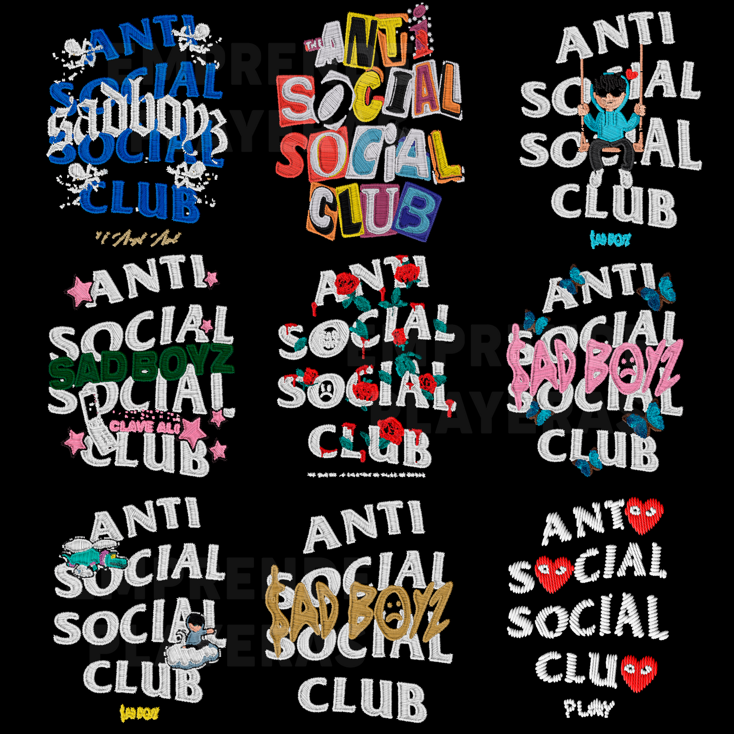ESTILO BORDADO PACK DISEÑOS PARA DTF PNG SIN FONDO