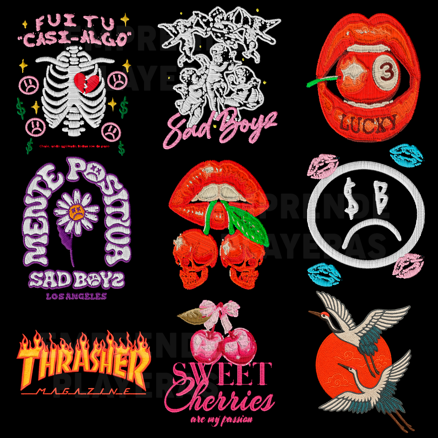 ESTILO BORDADO PACK DISEÑOS PARA DTF PNG SIN FONDO