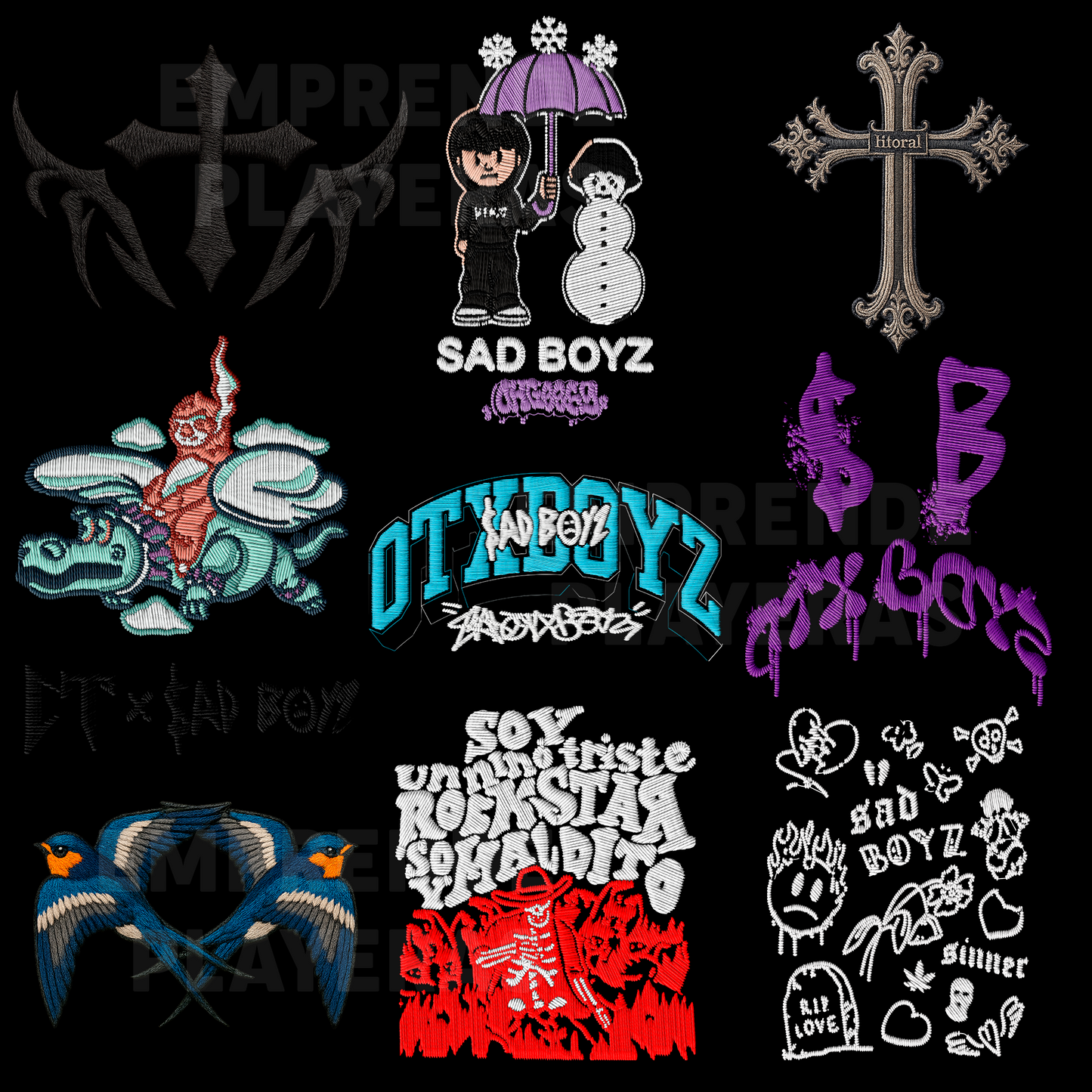 ESTILO BORDADO PACK DISEÑOS PARA DTF PNG SIN FONDO