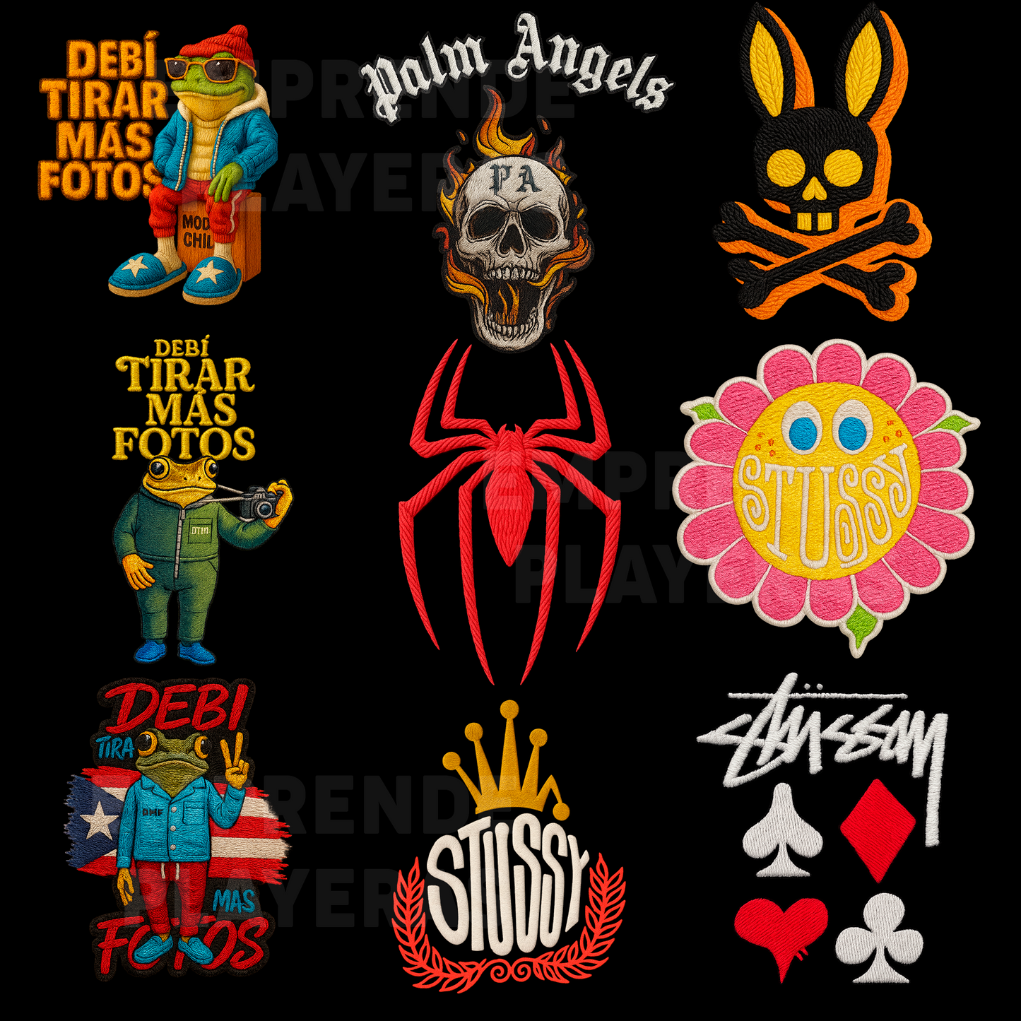 ESTILO BORDADO PACK DISEÑOS PARA DTF PNG SIN FONDO