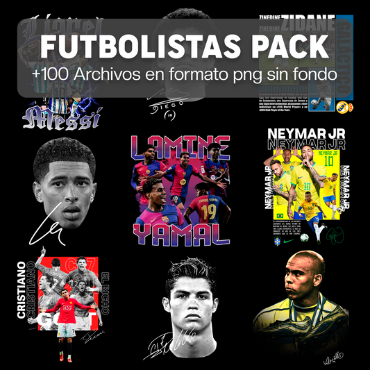 FUTBOLISTAS PACK DISEÑOS PARA DTF PNG SIN FONDO