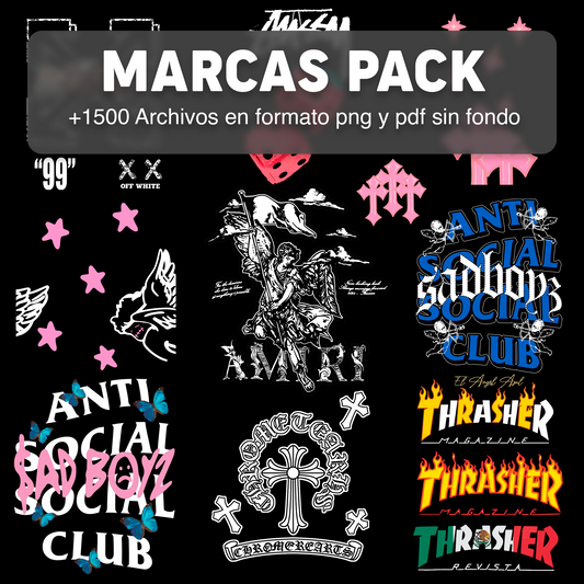 MARCAS PACK DISEÑOS PARA DTF PNG SIN FONDO