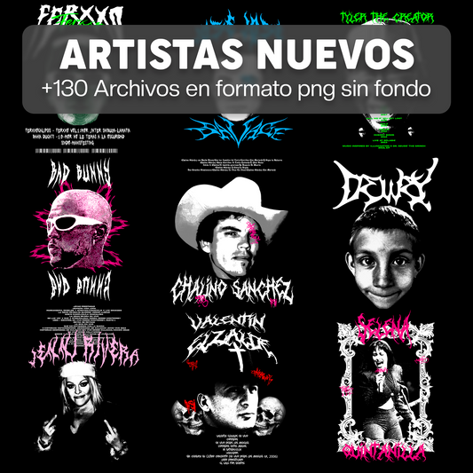ARTISTAS NUEVOS PACK DISEÑOS PARA DTF PNG SIN FONDO
