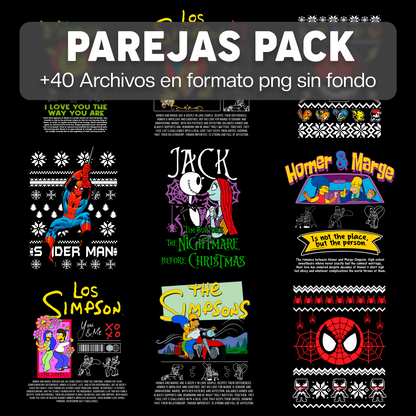 PAREJAS PACK DISEÑOS PARA DTF PNG SIN FONDO