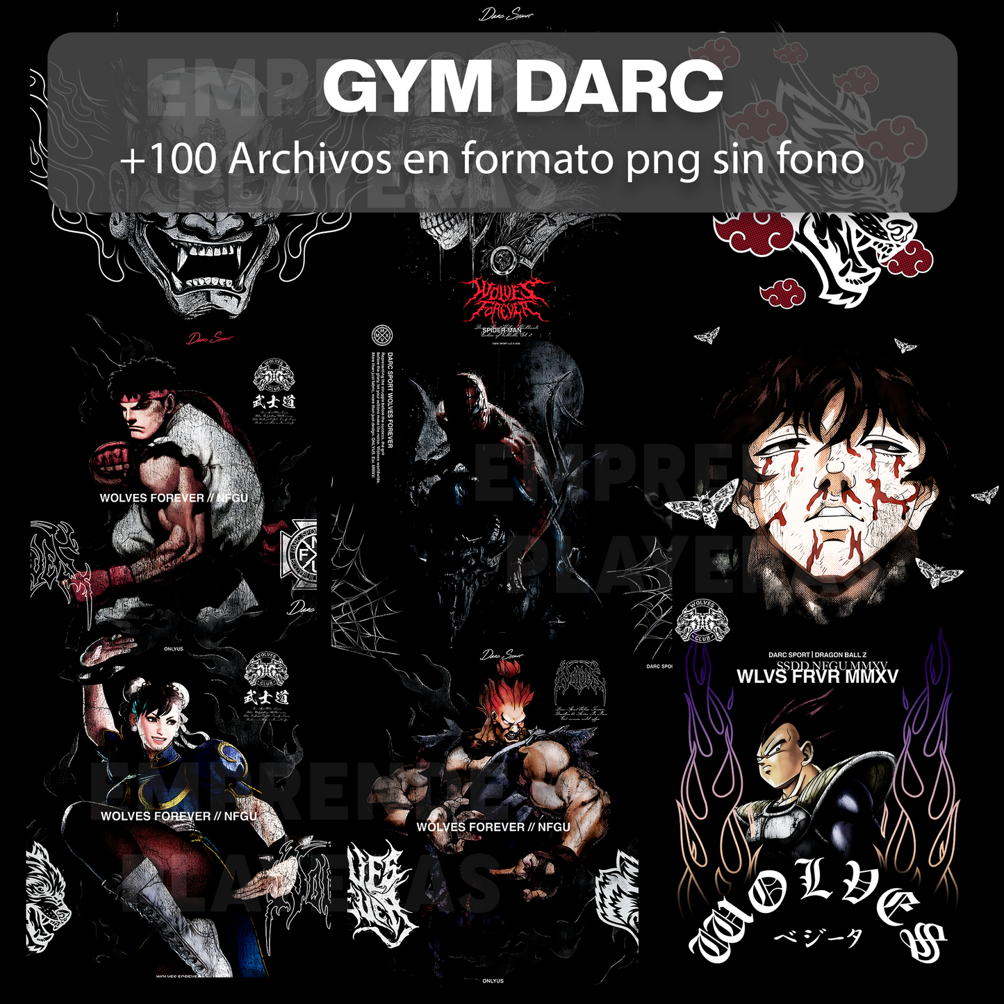 GYM DARC PACK DISEÑOS PARA DTF PNG SIN FONDO