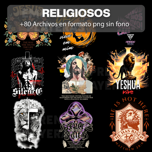 RELIGIOSOS PACK DISEÑOS PARA DTF PNG SIN FONDO