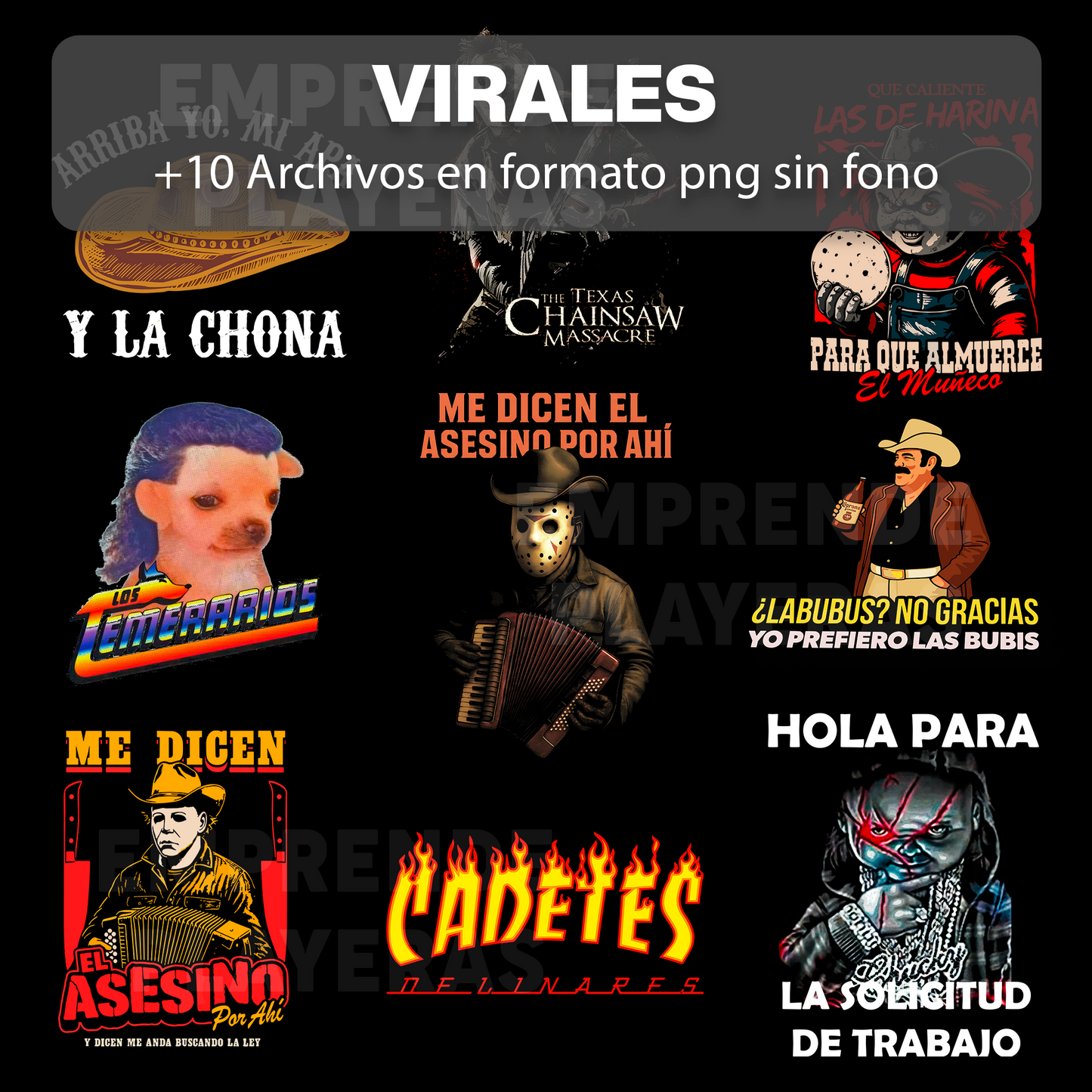 VIRALES PACK DISEÑOS PARA DTF PNG SIN FONDO
